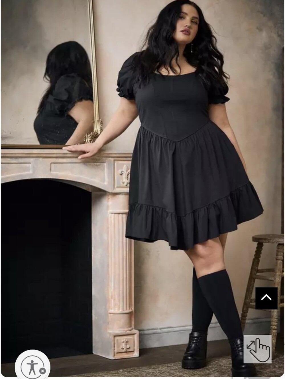 Nightfall Torrid Black Corset Puff Sleeve Ruffle Hem Mini Dress Sz.26
